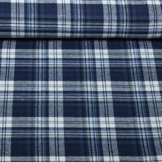Baumwoll-Flanell - Holzfällerkaro Navy Weiß Baumwoll-Flanell - Holzfällerkaro Navy Weiß