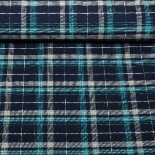 Baumwoll-Flanell - Holzfällerkaro Navy Türkis Baumwoll-Flanell - Holzfällerkaro Navy Türkis