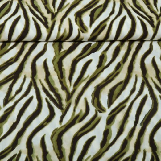 Popeline de viscose - Impression numérique Zebra Kaki Popeline de viscose - Impression numérique Zebra Kaki