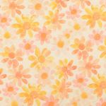 Voile di cotone - Dobby digitale fiori Ecru arancione