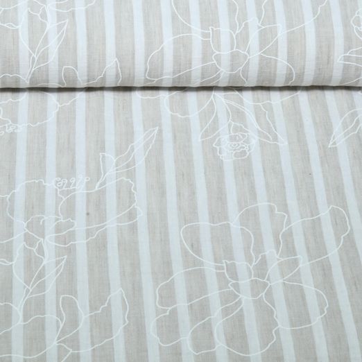 Tissu robes et blouses - Fleurs Rayures Impression caoutchouc Sable Tissu robes et blouses - Fleurs Rayures Impression caoutchouc Sable