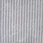 Tissu pour blouses et robes - rayures et fleurs imprimées gomme gris