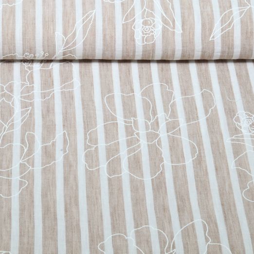 Tissu robes et blouses - fleurs rayures impression caoutchouc Marron Tissu robes et blouses - fleurs rayures impression caoutchouc Marron