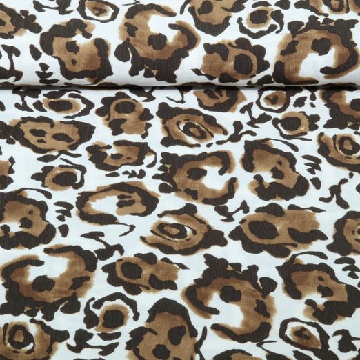 Viscose - Motif léopard abstrait Ecru Marron