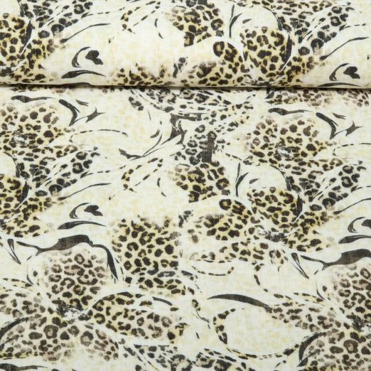 Lin viscose - Impression numérique Leoblumen Beige Lin viscose - Impression numérique Leoblumen Beige