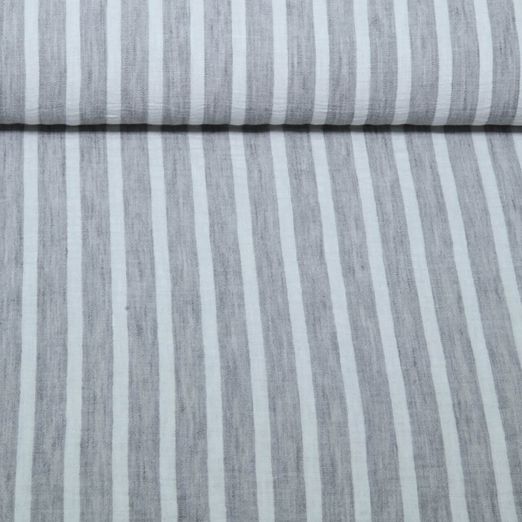 Tissu robes et blouses - Aspect lin rayures Gris clair Tissu robes et blouses - Aspect lin rayures Gris clair