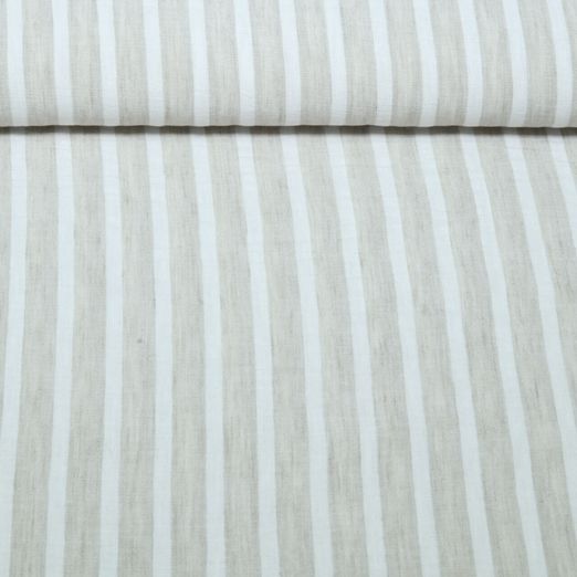 Tissu robes et blouses - Aspect lin rayures Sable Tissu robes et blouses - Aspect lin rayures Sable