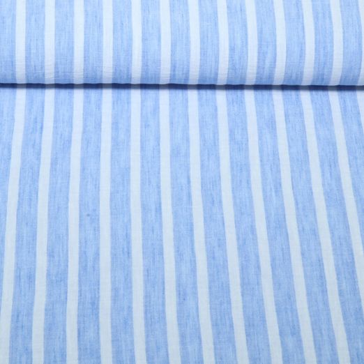 Tissu robes et blouses - Aspect lin rayures Bleu clair Tissu robes et blouses - Aspect lin rayures Bleu clair