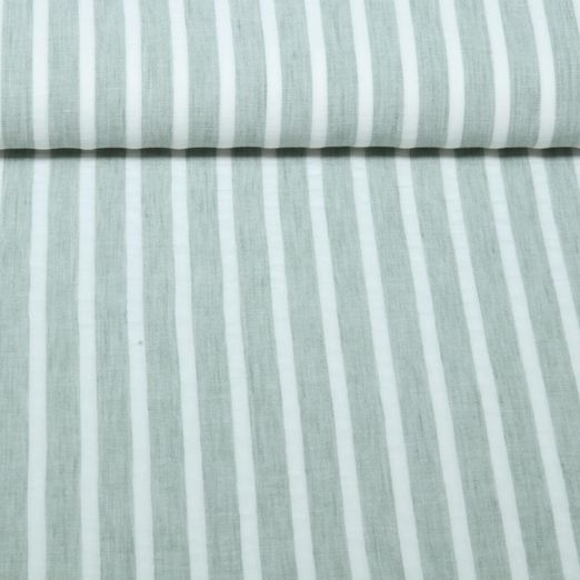 Tissu pour chemisiers et robes - Aspect lin rayures Vert clair Tissu pour chemisiers et robes - Aspect lin rayures Vert clair