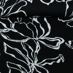 Viskosejersey - Große Blüten Schwarz Weiß