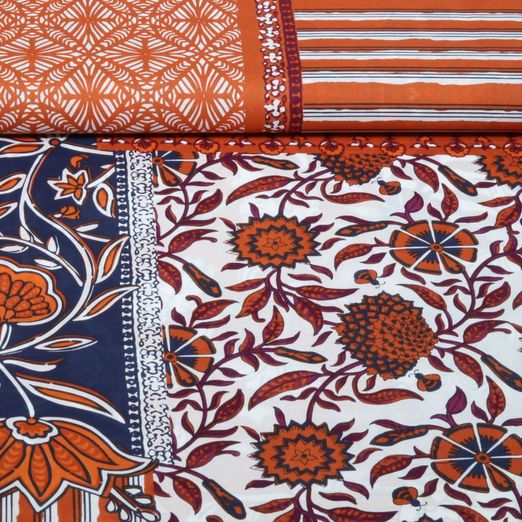 Popeline de coton - Enjoy collection Patchwork Marron