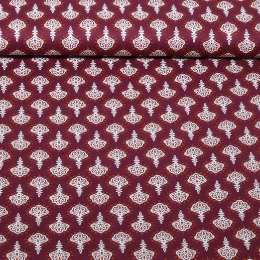 Popeline de coton - Enjoy collection Ornements Bordeaux...