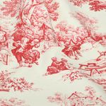 Płótno bawełniane – Toile-de-Jouy beżowo-czerwone