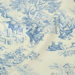 Płótno bawełniane – Toile-de-Jouy, beżowo-niebieskie