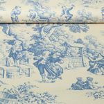 Baumwoll-Canvas - Dorfleben Toile-de-Jouy Beige Blau Baumwoll-Canvas - Dorfleben Toile-de-Jouy Beige Blau