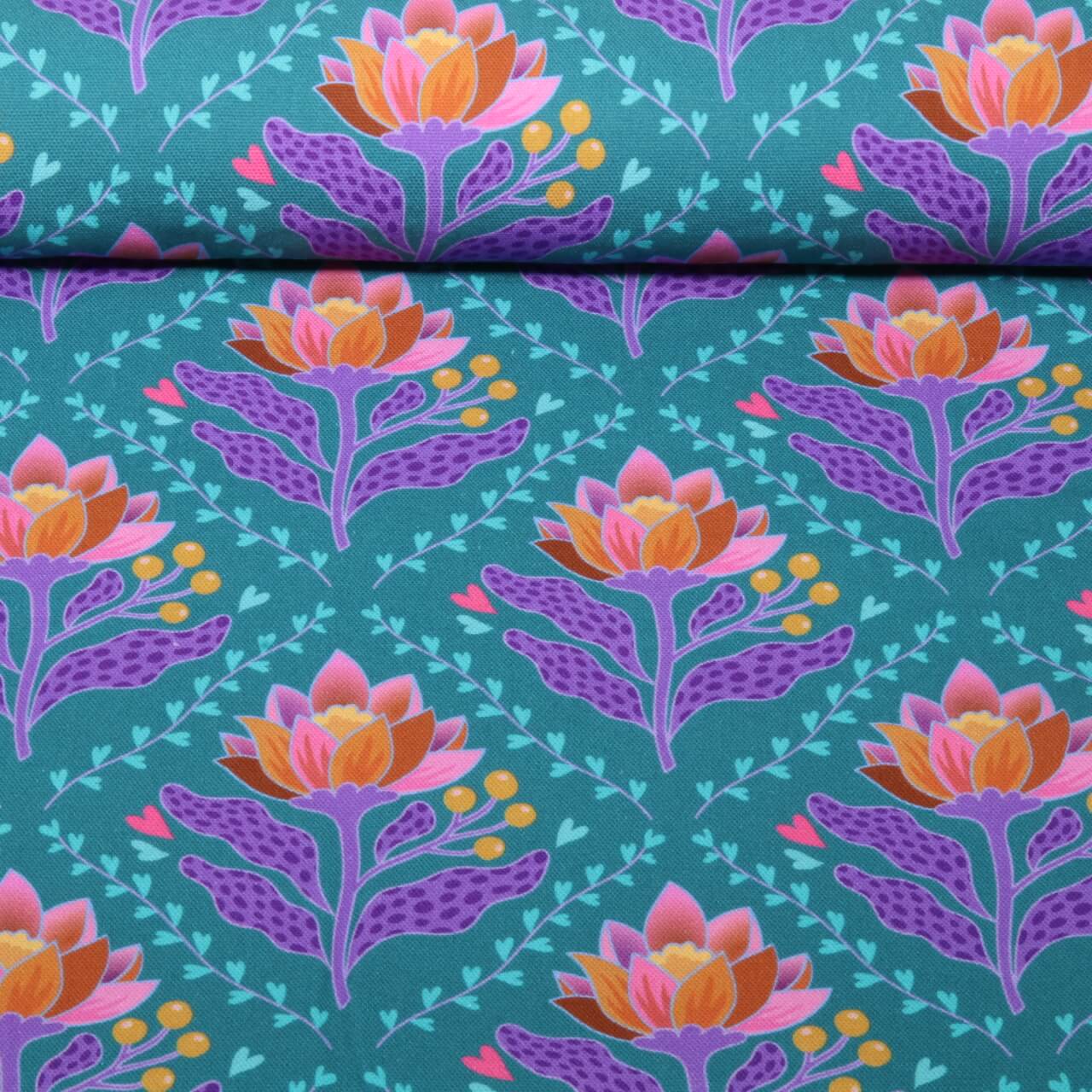 Toile canevas bio - HHL Queen Of Hearts Lotus Royal Bleu pétrole-0 Toile canevas bio - HHL Queen Of Hearts Lotus Royal Bleu pétrole-0