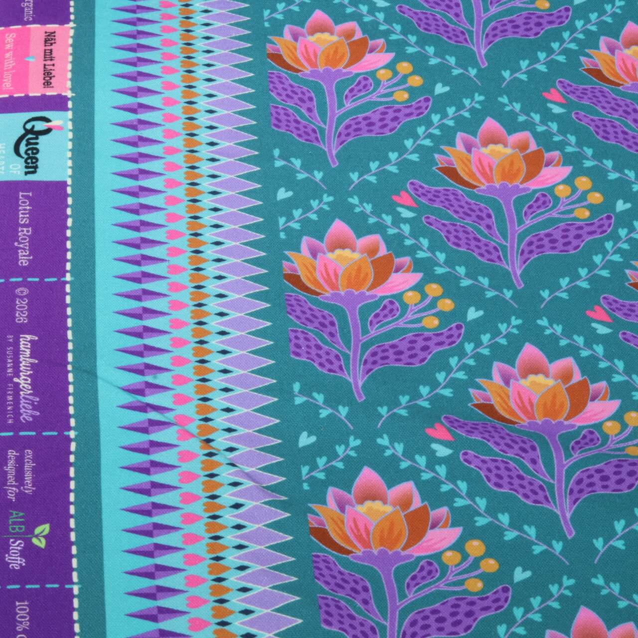 Toile canevas bio - HHL Queen Of Hearts Lotus Royal Bleu pétrole-1 Toile canevas bio - HHL Queen Of Hearts Lotus Royal Bleu pétrole-1