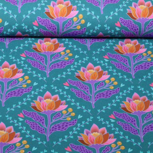 Toile canevas bio - HHL Queen Of Hearts Lotus Royal Bleu pétrole Toile canevas bio - HHL Queen Of Hearts Lotus Royal Bleu pétrole
