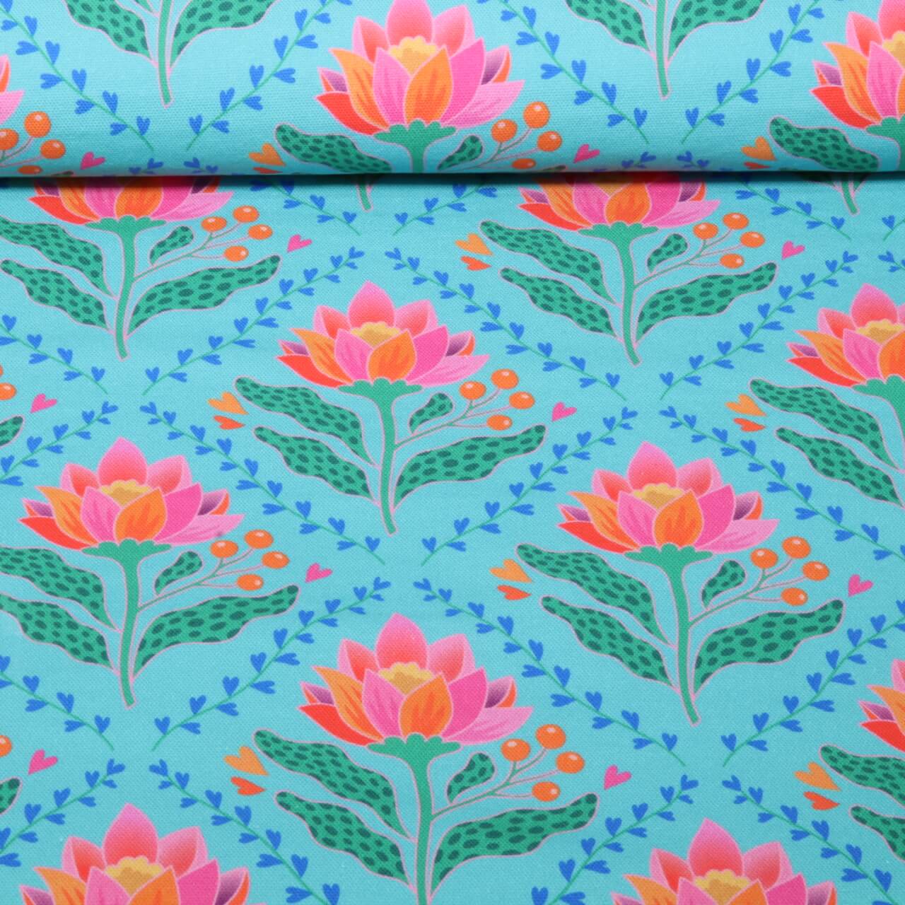 Toile canevas bio - HHL Queen Of Hearts Lotus Royal Turquoise-0 Toile canevas bio - HHL Queen Of Hearts Lotus Royal Turquoise-0