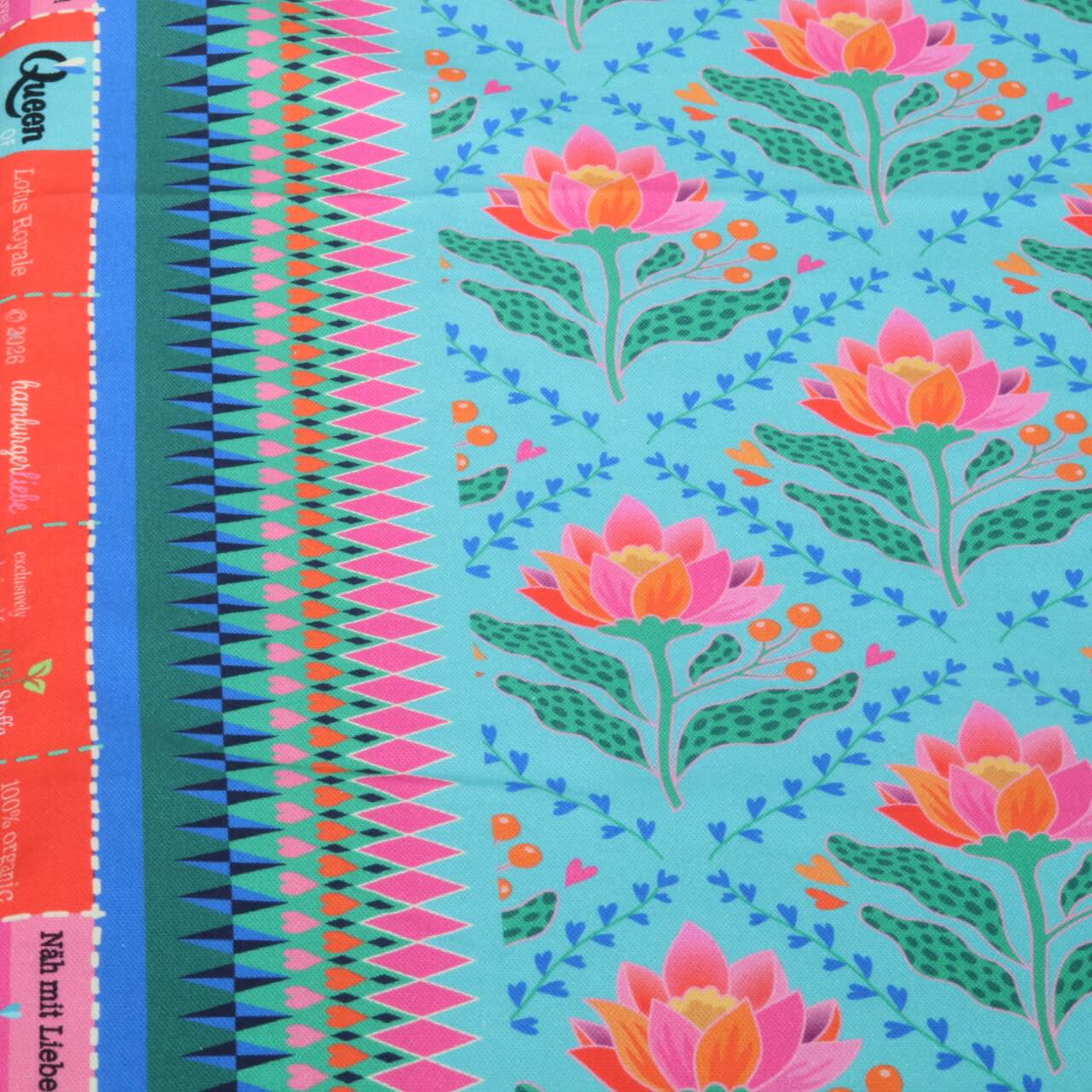 Toile canevas bio - HHL Queen Of Hearts Lotus Royal Turquoise-1 Toile canevas bio - HHL Queen Of Hearts Lotus Royal Turquoise-1