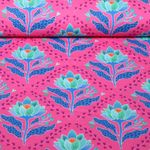 Gaze de coton bio Lisse - Queen Of Hearts Lotus Royal Rose vif