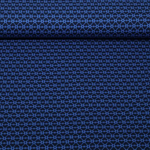 Jersey jacquard bio - HHL Queen of Heart Cherry Heart Knit Bleu Jersey jacquard bio - HHL Queen of Heart Cherry Heart Knit Bleu