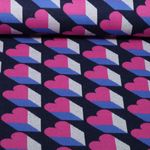 Jersey jacquard bio - HHL Queen of Heart Royal of Heart Shadows Bleu