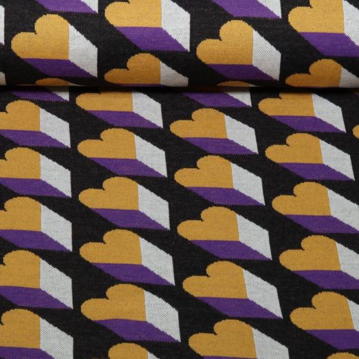 Jersey jacquard bio - HHL Queen of Heart Royal of Heart Shadows Noir Jersey jacquard bio - HHL Queen of Heart Royal of Heart Shadows Noir