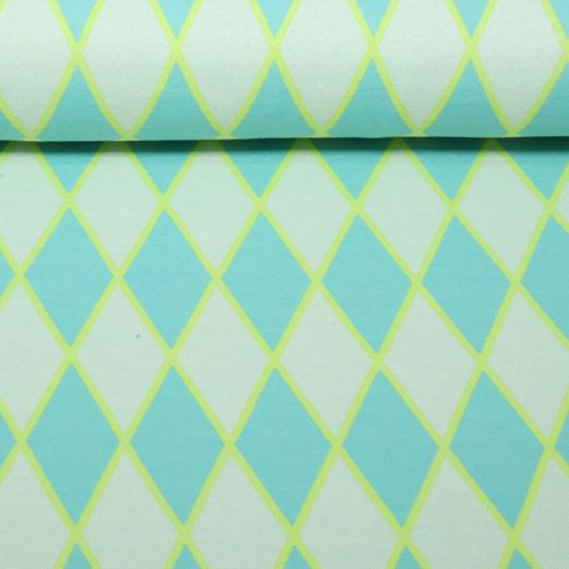Bio Jacquard Jersey - HHL Queen Of Hearts Harlequin Hearts Türkis