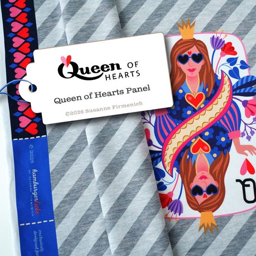 Panneau en sweat d’été bio - HHL Queen of Hearts Gris