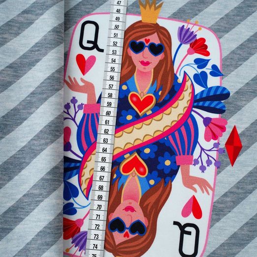 Panneau en jersey bio - HHL Queen of Hearts Gris
