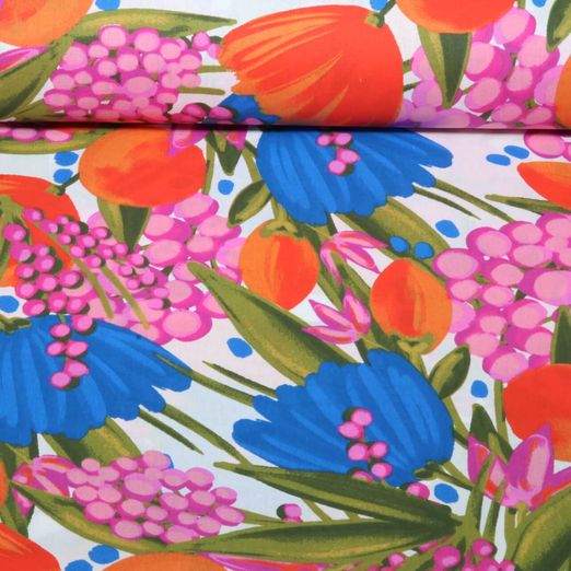 Baumwoll-Webware - Bunte Blumen Multicolor Baumwoll-Webware - Bunte Blumen Multicolor