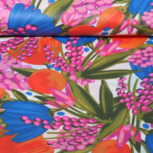 Coton enduit - Fleurs Multicolores Coton enduit - Fleurs Multicolores