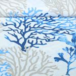 Cretonne de coton - Corail Ecru Bleu Cretonne de coton - Corail Ecru Bleu