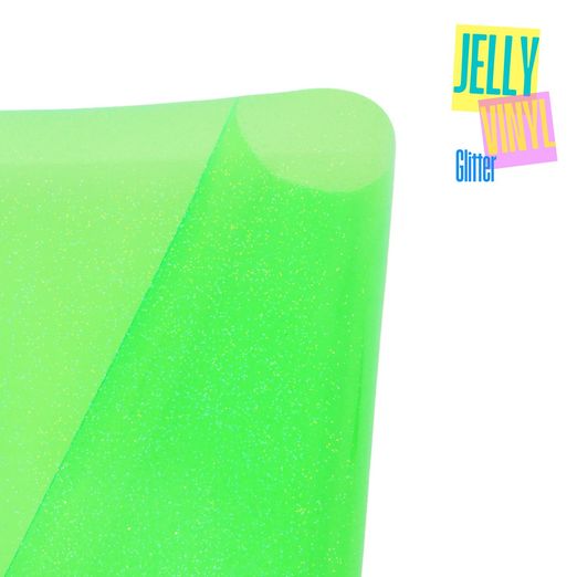 Jelly Vinyl Glitter - 30 x 135cm - neongrün