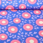 Gaze de coton bio Lisse - HHL Queen Of Hearts Court Garden Bleu