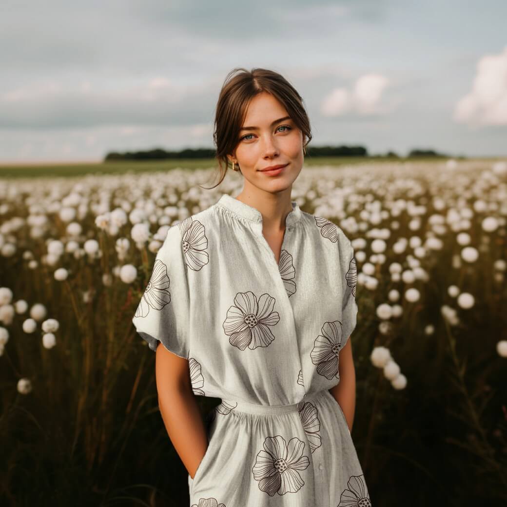 Viscose Lin - Broderie Fleurs Natural-1 Viscose Lin - Broderie Fleurs Natural-1