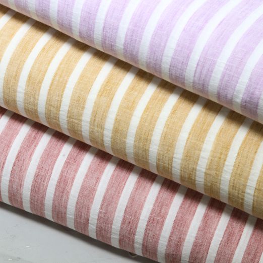 Tissu robes et blouses Aspect lin Rayures Mélange