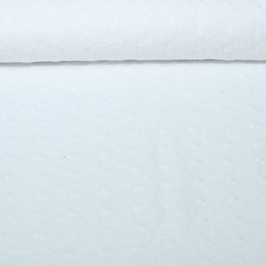 Voile de coton - Broderie cercles fleurs Blanc