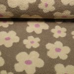 Teddyfleece - Blumen Grün Taupe Teddyfleece - Blumen Grün Taupe