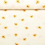 Gaze de coton - broderie tournesols Natural