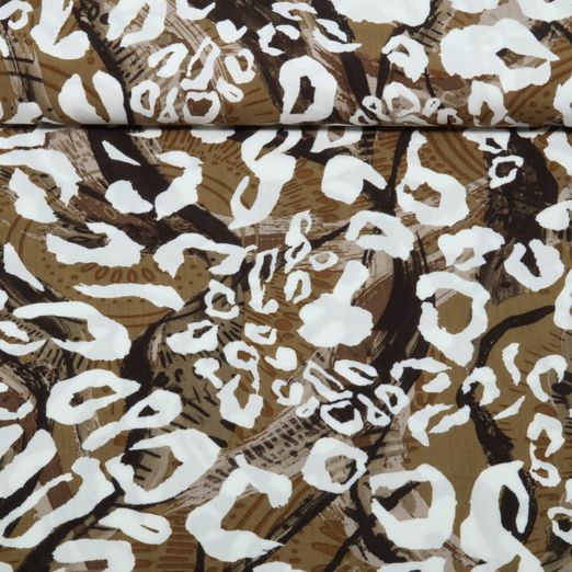 Viscose Popeline - Léopard Abstrait Marron