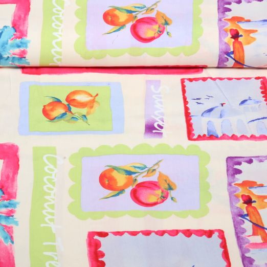 Viskose-Popeline - Patchwork Ferien Multicolor