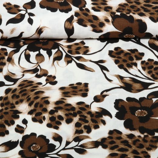 Viscose - Rayon Slub Stretch Léopard Ecru