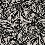 Viscose - Rayon Slub Stretch Leaves Preto Branco