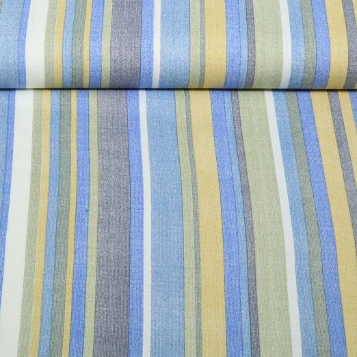 Viscose - Rayon Slub Stretch mélange de rayures Bleu