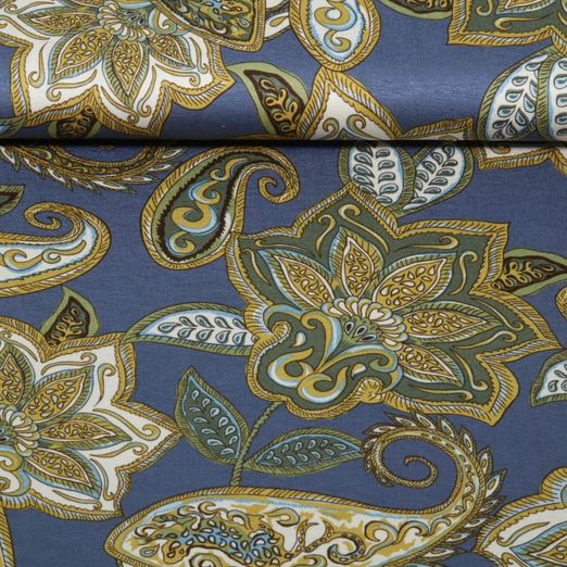 Jersey de viscose - paisley bleu jeans