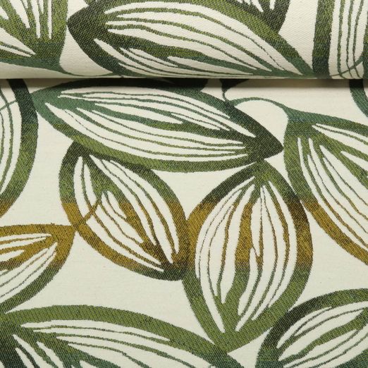 Gobelin Jacquard - Grandes feuilles Ecru Romarin