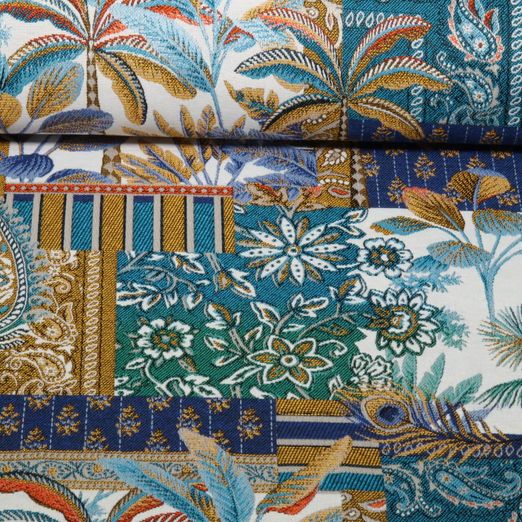 Toile canevas Jacquard - Bleu oriental Toile canevas Jacquard - Bleu oriental