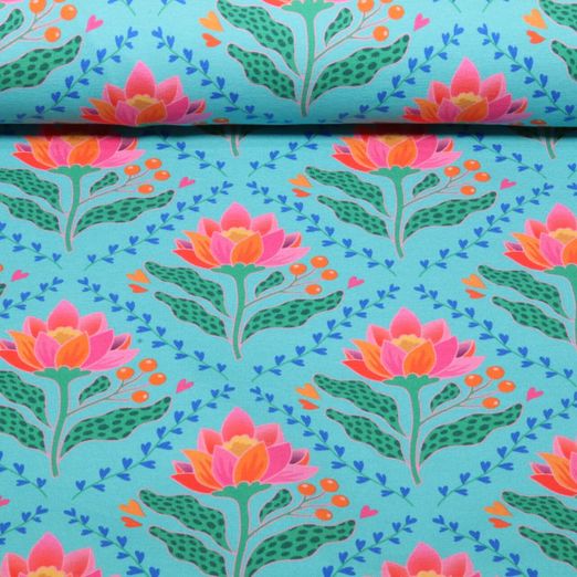 Bio Sommersweat - HHL Queen of Hearts Court Lotus Royal Türkis Bio Sommersweat - HHL Queen of Hearts Court Lotus Royal Türkis